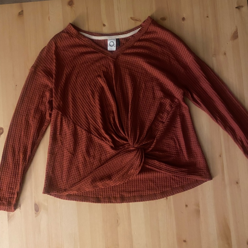Anthropologie Burnt Orange knotted front Shirt